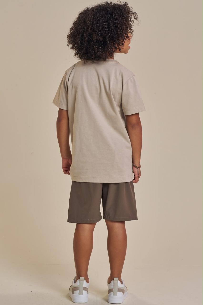 Conjunto de Camiseta em Meia Malha e Bermuda em Nylon Ripstop com Proteção UV50+ 93531 LucBoo Infantil Menino - Imagem 2
