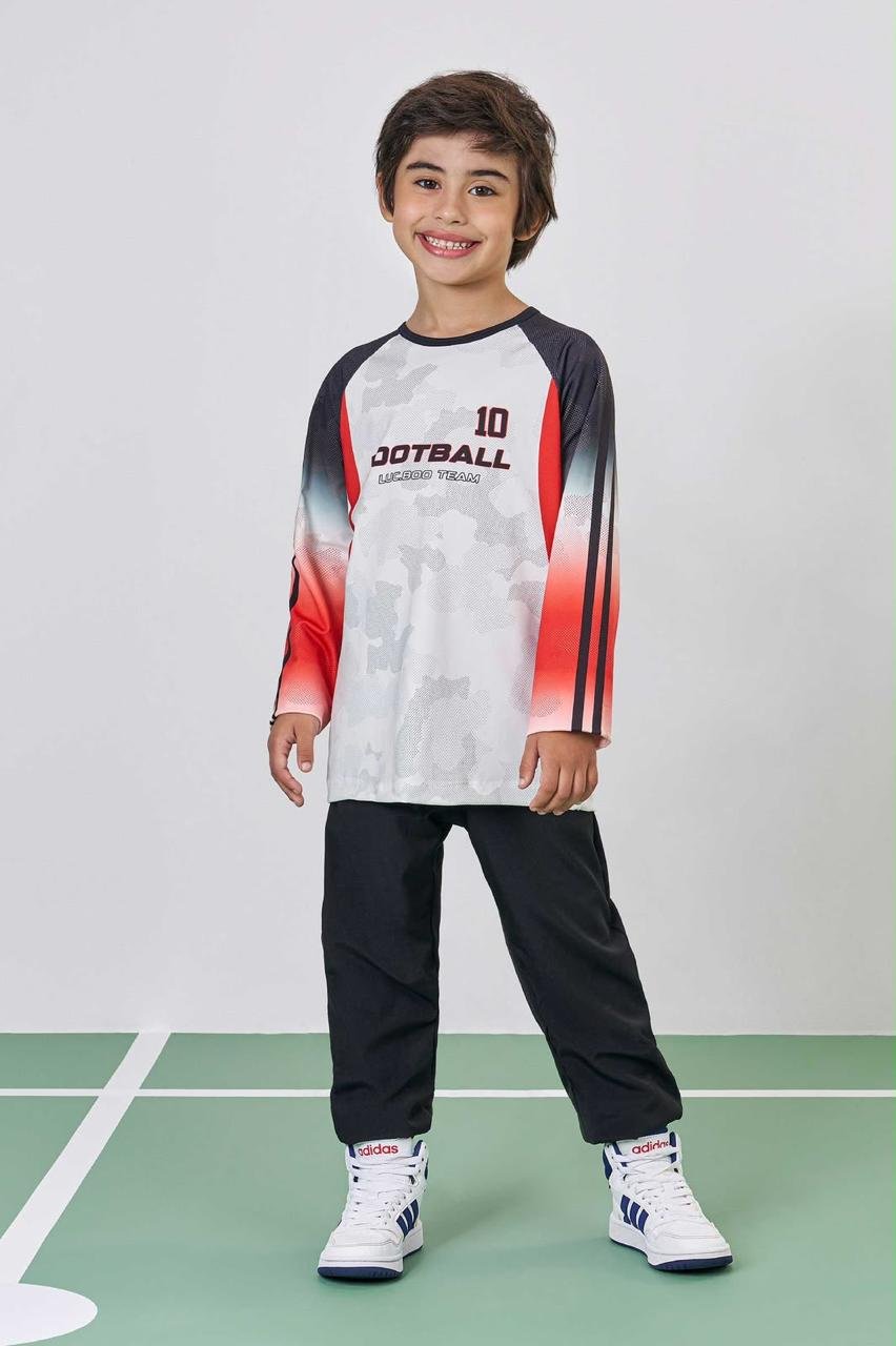 Conjunto de Camiseta em Malha UV Dry com Proteção UV50+ e Calça em Nylon com Elastano 90741 LucBoo Infantil Menino