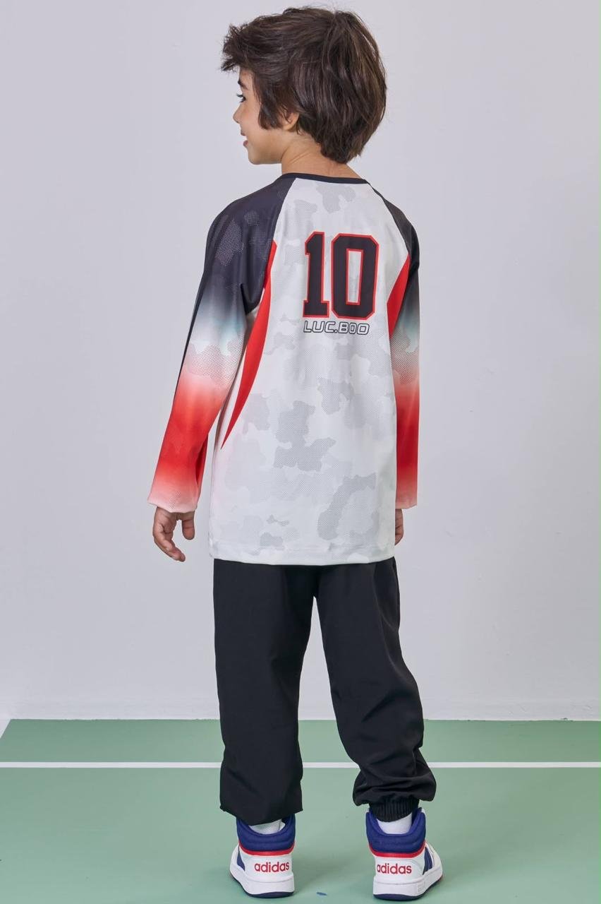Conjunto de Camiseta em Malha UV Dry com Proteção UV50+ e Calça em Nylon com Elastano 90741 LucBoo Infantil Menino - Imagem 2