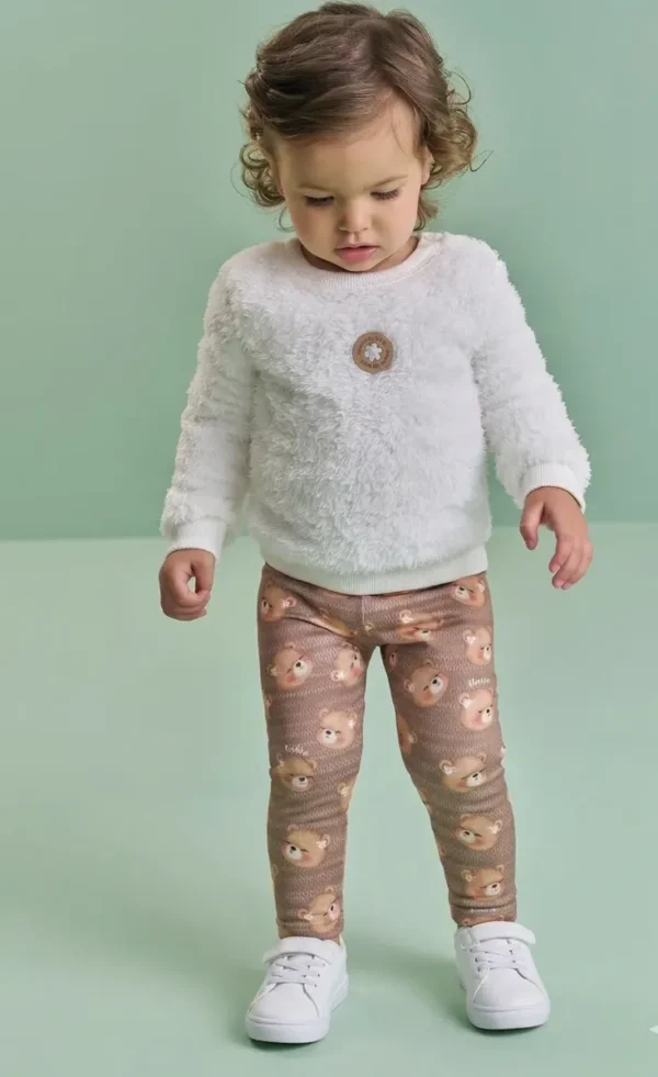 Conjunto de blusão em pelo carneirinho e calça legging em termoskin kukiê ref: 90304