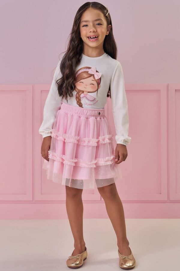 Saia em tule com elastano com shorts embutido ref: 90930