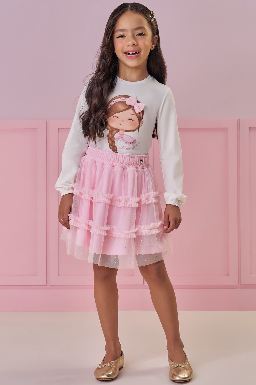 Saia em tule com elastano com shorts embutido ref: 90930