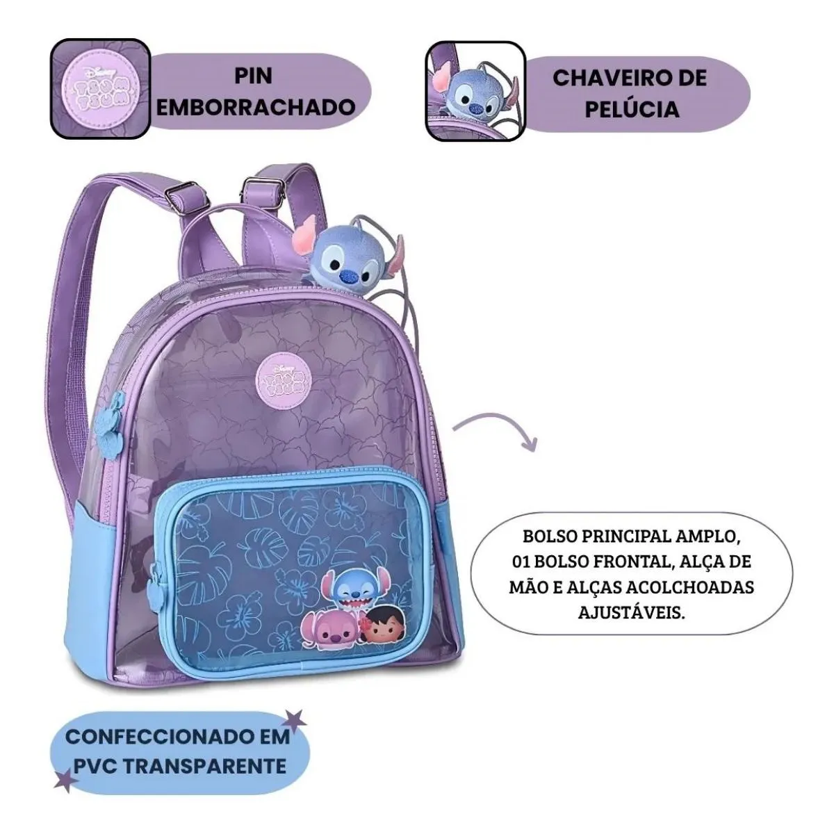 Mochila De Costas Tsum Tsum Com Boneco Stitch De Imã - Clio - Imagem 3