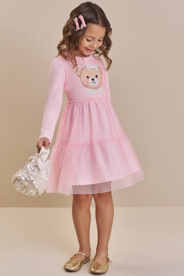 vestido em cotton e tule com elastano ref: 92154